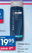 Clicks Men's 2-In-1 Shower Gel-400ml