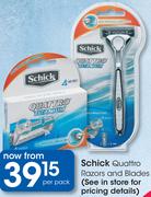 Schick Quattro Razors And Blades-Per Pack