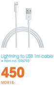 Apple Lightning To USB 1m Cable MD818