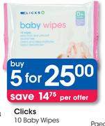 Clicks Baby Wipes-10 x 5