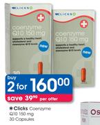 Clicks Coenzyme Q10 150mg 2 x 30's Capsules