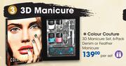 Colour Couture 3D manicure Set,6-Pack Denim Or Feather Manicure-Per Set