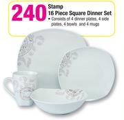 Stamp 16 Piece Square Dinner Set