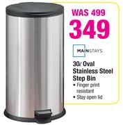 Mainstays 30L Oval Stainless Steel Step Bin