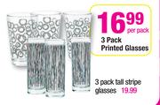 3 Pack Printed Glasses-Per Pack