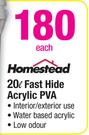 Homestead 20ltr Fast Hide Acrylic PVA Each