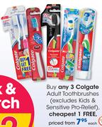 Colgate Adult Toothbrushes(Excludes Kids & Sensitive Pro-Relief)-Each