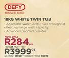 Defy 18Kg White Twin Tub