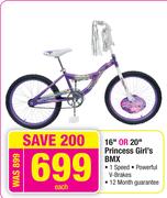 16" Or 20" Princess Girl's BMX