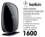 Belkin N600 300MBS Dualband Wireless Modem Router F9J1102AS