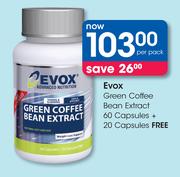 Evox Green Coffee Bean Extract 60 Capsules + 20 Capsules Free-Per Pack