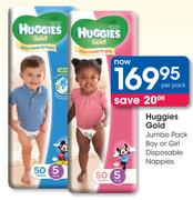 Huggies Gold Jumbo Boy Or Girl Disposable Nappies