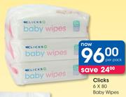 Clicks Baby Wipes-6 x 80's