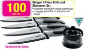 Shogun 4 Piece Knife And Sharpener Set-Per Set