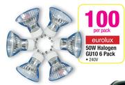 Eurolux 50W Halogen GU10 240V-6's Per Pack