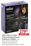 Braun Satin Hair 3 1700W Concentrated Power Hairdryer HD330