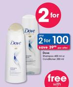Dove Shampoo 400ml Or Conditioner 350ml-For 2
