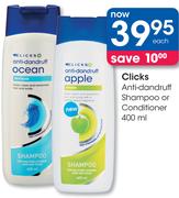 Clicks Anti-Dandruff Shampoo Or Conditioner-400ml Each