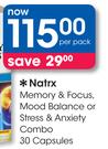 Natrx Memory & Focus,Mood Balance Or Stress & Anxiety Combo-30 Capsules Per Pack