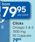 Clicks Omega 3 & 6 1000mg-90 Capsules Per Pack