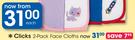 Clicks 2 Pack Face Cloths-Each