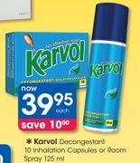 Karvol Decongestant 10 Inhalation Capsules Or Room Spray-125ml