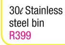 Mainstays 30L White Stainelss Steel Bin