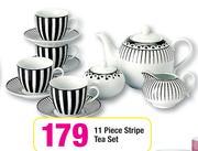 11 Piece Stripe Tea Set