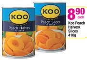 Koo Peach Halves/Slices-410G Each