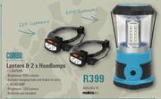 Camp Master Lantern & 2X Headlamps