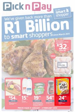 Pick n Pay Eastern Cape : One Billion Rand ( 21 Jan - 02 Feb 2014 ), page 1