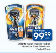 Gillette Fusion Proglide Flexball Manual Or Power Silvertouch Flexball Razor-Each