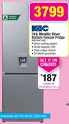 KIC 314L Metallic Silver Bottom Freezer Fridge KBF634/1ME