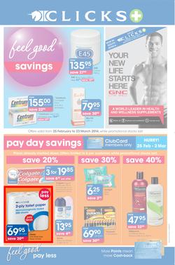 Clicks : Feel Good Savings (25 Feb - 23 Mar 2014), page 1