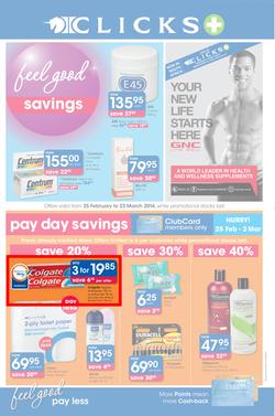 Clicks : Feel Good Savings (25 Feb - 23 Mar 2014), page 1
