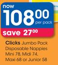 Clicks Jumbo Pack Disposable Nappies-Per Pack