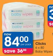 Clicks 6x80 Baby Wipes-Per Pack