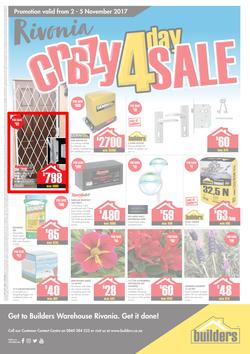 Builders : Rivonia Crazy 4 Day Sale (2 Nov - 5 Nov 2017), page 1