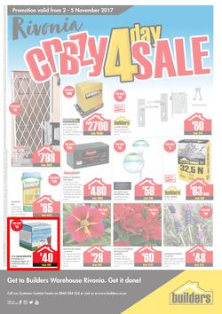 Builders : Rivonia Crazy 4 Day Sale (2 Nov - 5 Nov 2017), page 1