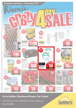 Builders : Rivonia Crazy 4 Day Sale (2 Nov - 5 Nov 2017), page 1