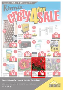 Builders : Rivonia Crazy 4 Day Sale (2 Nov - 5 Nov 2017), page 1