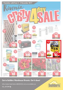 Builders : Rivonia Crazy 4 Day Sale (2 Nov - 5 Nov 2017), page 1