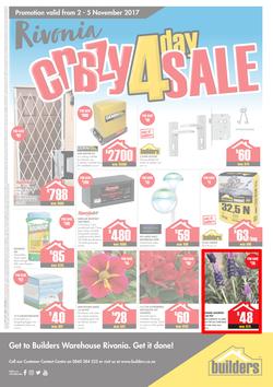 Builders : Rivonia Crazy 4 Day Sale (2 Nov - 5 Nov 2017), page 1