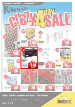 Builders : Rivonia Crazy 4 Day Sale (2 Nov - 5 Nov 2017), page 1