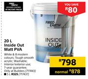 Fired Earth 20Ltr Inside Out Matt PVA