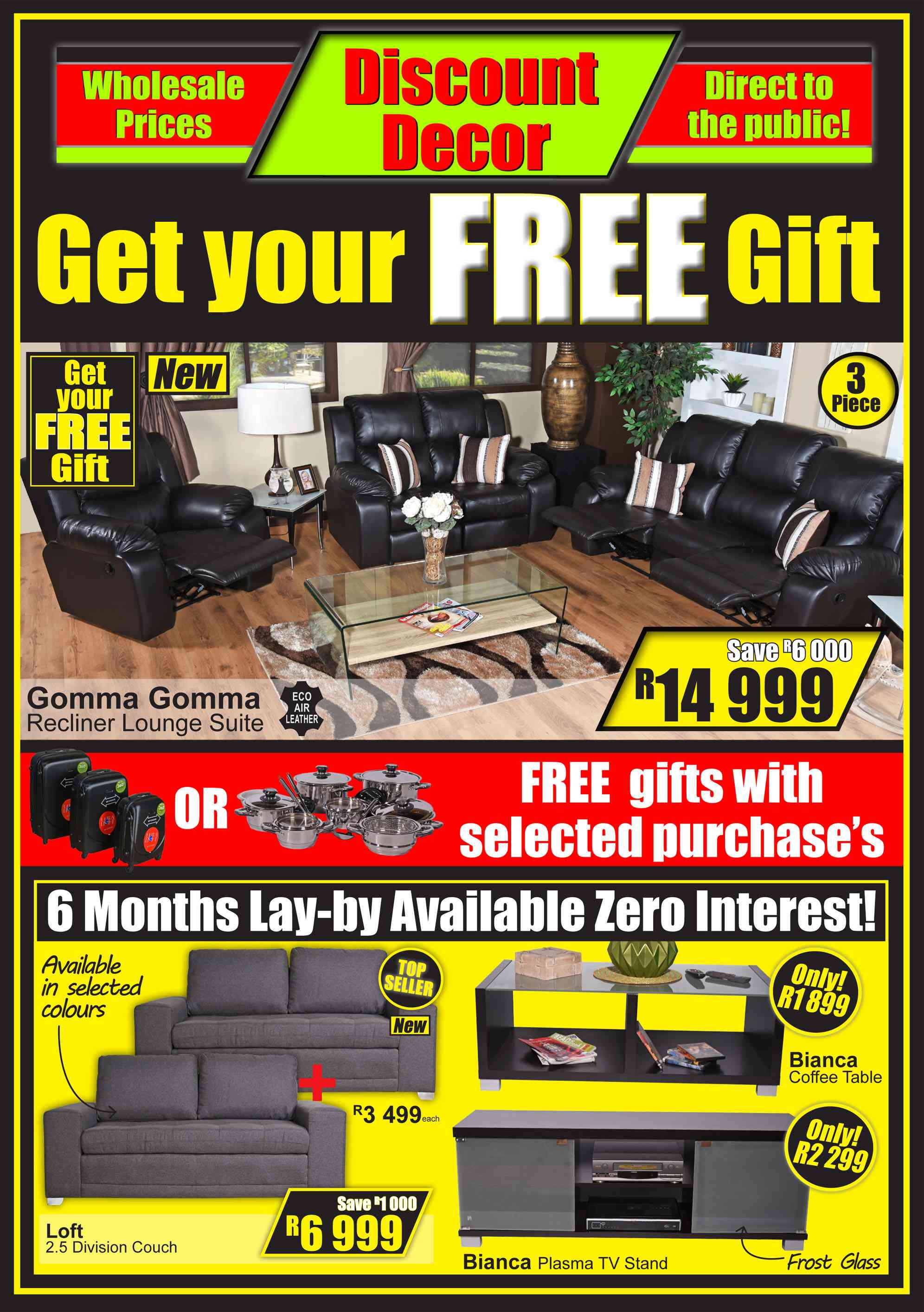 Special Gomma Gomma 3 Piece Recliner Lounge Suite — www.guzzle.co.za