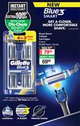 Gillette Blue3 Smart 3-Blade Cartridges 9-Pack Plus Razor Handle