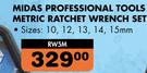 Midas  Professional Tools Metric Ratchet Wrench Set-5Piece