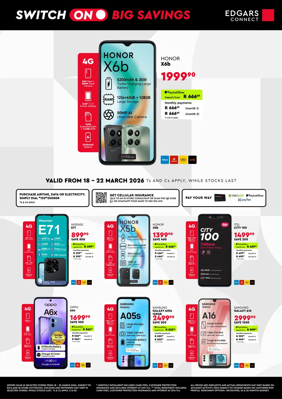 Edgars Connect : Switch On Big Savings (18 March - 22 March 2026)