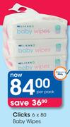Clicks 6x80 Baby Wipes-Per Pack